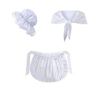 ZEPFJHE Casquettes de foule, tablier de serveuse à volants, ensemble de costumes coloniaux, accessoires de costumes pour filles pionnières pour Costumes révolutionnaires