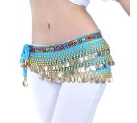 ZEPFJHE Ceinture de danse du ventre avec strass colorés léger et pratique en polyester Accessoire de danse, LL, taille unique