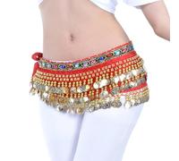 ZEPFJHE Ceinture de danse du ventre avec strass colorés léger et pratique en polyester Accessoire de danse, BR, taille unique
