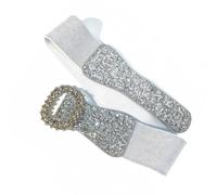 ZEPFJHE Ceinture élastique à paillettes pour femme - Corset extensible - Léopards - Accessoire de taille élégant - Mode féminine, Argenté., taille unique