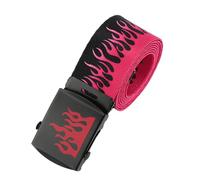 ZEPFJHE Ceinture en coton et métal avec imprimé flamme, longueur réglable, pour homme et femme, style punk, rock, rue, tendance, hip-hop, accessoire de vêtements punk flamme, ceinture, rose rouge