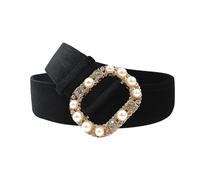 ZEPFJHE Ceinture en cuir synthétique avec boucle en strass pour femmes et créateurs de tendances - Accessoires décoratifs - Ceinture tendance pour femme, Noir , taille unique