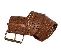 ZEPFJHE Ceinture large rétro punk à œillets cloutés en simili cuir pour tenues quotidiennes Ceinture ajourée, marron, A