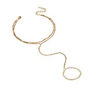 ZEPFJHE Chaîne de doigt avec anneaux superposés - Accessoire tendance pour femme - Bijoux tendance pour fête à porter au quotidien, taille unique, Comme décrit, Comme décrit.