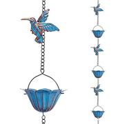 ZEPFJHE Chaîne de pluie colibri en métal de 2,4 m - Décoration extérieure pour jardin, terrasse, avant-toit - Carillon décoratif - Colibri - Ornement à suspendre - Art unique - Chaîne artistique