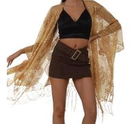 ZEPFJHE Châle à paillettes embelli mode élégant femmes capes de soirée pour fêtes et mariages élégant, doré, Taille unique