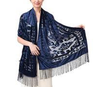 ZEPFJHE Châle élégant pour femme pour robe de soirée style éthique traditionnel pour invités de mariage ou demoiselles d'honneur, bleu marine, Taille unique