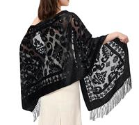 ZEPFJHE Châle élégant pour femme pour robe de soirée style éthique traditionnel pour invités de mariage ou demoiselles d'honneur, Noir , Taille unique