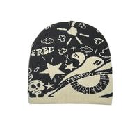 ZEPFJHE Chapeau à motif fait à la main pour filles - Chaud - Motif tête de mort - Résistant aux bouloches - Automne et printemps - Bonnet décontracté pour femme, marron, taille unique