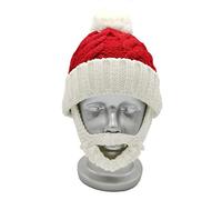 ZEPFJHE Chapeau barbu de Noël rouge d ' hiver tricoté crochet bonnet de Noël chaud père Noël avec barbe couvre-chef pour enfant adulte tricot unisexe bonnet de Noël hiver tricoté crochet avec bonnets
