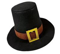 ZEPFJHE Chapeau de pèlerin en laine avec chapeau haut de forme résistant facile d'entretien, accessoire de costume pour les vacances, les rassemblements, les fêtes