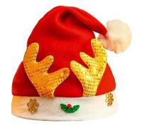 ZEPFJHE Chapeau de Père Noël avec renne de Noël - Accessoires de fête pour adultes et enfants