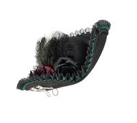 ZEPFJHE Chapeau de pirate classique avec bordure en dentelle et décorations à plumes pour tenue coloniale et spectacles théâtraux pour adultes pour fêtes costumées