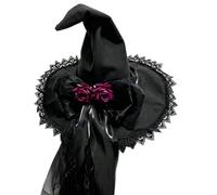 ZEPFJHE Chapeau de sorcière avec ruban fluide | Décors de roses et détails de ruban fluide, tissu en velours avec finition cousue à la main, d ' événement sur