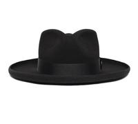 ZEPFJHE Chapeau haut-de-forme en laine à l'ancienne Fedoras Boyfriend à large bord pour voyage pour réunions en plein air Chapeau haut de forme, Noir , taille unique