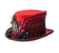 ZEPFJHE Chapeau victorien en laine réglable avec motif squelette et dentelle pour femme, accessoire de festival steampunk