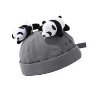 ZEPFJHE Chapeau vintage en forme de tête de mort - Casquettes décontractées et respirantes pour travailleurs - Pour réunions de famille, amis, cadeau d'anniversaire - Panda, gris foncé, Taille unique
