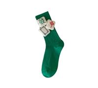 ZEPFJHE Chaussettes tubulaires moyennes sur le thème du Mahjong pour femme avec mollet côtelé de couleur vive pour une tenue décontractée ou un cadeau créatif du Nouvel An, tenue décontractée à la