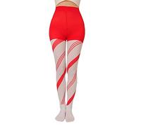 ZEPFJHE Collants rayés en sucre d'orge de Noël, couleur contrastée, bas de cuisse pleine longueur, leggings pour fête de vacances, collants rayés pour femmes, multicolore, Rouge et blanc large p