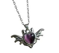 ZEPFJHE Collier à thème cœur et ailes, élégant, chaîne de cou, bijoux pour ceux qui aiment l ' esthétique sombre, pendentif diable
