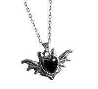 ZEPFJHE Collier à thème cœur et ailes, élégant, chaîne de cou, bijoux pour ceux qui aiment l ' esthétique sombre, pendentif diable