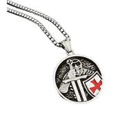 ZEPFJHE Collier amulette tendance pour homme Symbole religieux Texture en acier inoxydable pour homme Style vintage Punk Bijoux tendance, string of pearls, Comme décrit, Comme décrit.