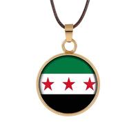ZEPFJHE Collier avec pendentif drapeau de la Syrie - Tendance - Bijou de cou - Porte-clés pour homme et femme - Pendentif identité culturelle, taille unique, Comme décrit, Comme décrit.