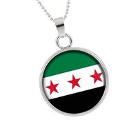 ZEPFJHE Collier avec pendentif drapeau de la Syrie - Tendance - Bijou de cou - Porte-clés pour homme et femme - Pendentif identité culturelle, taille unique, Comme décrit, Comme décrit.
