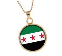 ZEPFJHE Collier avec pendentif drapeau de la Syrie - Tendance - Bijou de cou - Porte-clés pour homme et femme - Pendentif identité culturelle, taille unique, Comme décrit, Comme décrit.