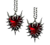ZEPFJHE Collier avec pendentif en forme de cœur en forme d'épine - Accessoire tendance pour femme - Chaîne de texture en alliage - Bijoux pour occasions décontractées et spéciales - Collier d'amour