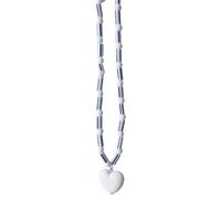 ZEPFJHE Collier avec pendentif en forme de cœur réglable - Chaîne de perles élégante - Texture en résine - Bijoux de cou pour femme et fille - Collier de perles colorées, taille unique, Comme décrit