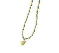 ZEPFJHE Collier avec pendentif en forme de cœur réglable - Chaîne de perles élégante - Texture en résine - Bijoux de cou pour femme et fille - Collier de perles colorées, taille unique, Comme décrit