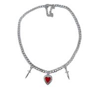 ZEPFJHE Collier cœur et épée finition noire ou rouge, bijoux alternatifs, idéal pour offrir en, collier gothique en forme de cœur avec épines