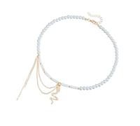 ZEPFJHE Collier De Chaîne Réglable Perle Chaîne Snake Pendant Snake Pendant Ner Bijoux En Alliage Texture Pour Les Bijoux Des Filles Quotidiennes