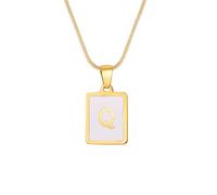 ZEPFJHE Collier De Lettres Styles Modernes Texture En Acier Inoxydable Pendant La Carte Carrée Blanche Bijoux Pour Les Amateurs Mode Pendentif En Acier Inoxydable