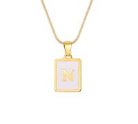 ZEPFJHE Collier De Lettres Styles Modernes Texture En Acier Inoxydable Pendant La Carte Carrée Blanche Bijoux Pour Les Amateurs Mode Pendentif En Acier Inoxydable