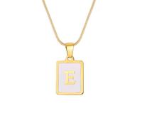 ZEPFJHE Collier De Lettres Styles Modernes Texture En Acier Inoxydable Pendant La Carte Carrée Blanche Bijoux Pour Les Amateurs Mode Pendentif En Acier Inoxydable