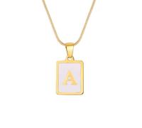 ZEPFJHE Collier De Lettres Styles Modernes Texture En Acier Inoxydable Pendant La Carte Carrée Blanche Bijoux Pour Les Amateurs Mode Pendentif En Acier Inoxydable
