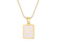 ZEPFJHE Collier De Lettres Styles Modernes Texture En Acier Inoxydable Pendant La Carte Carrée Blanche Bijoux Pour Les Amateurs Mode Pendentif En Acier Inoxydable