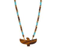 ZEPFJHE Collier de perles unique fait à la main - Pendentif oiseau artistique - Convient pour un usage quotidien ou diverses occasions - Bijoux en pierre œil de tigre, taille unique, Comme décrit