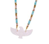 ZEPFJHE Collier de perles unique fait à la main - Pendentif oiseau artistique - Convient pour un usage quotidien ou diverses occasions - Bijoux en pierre œil de tigre, taille unique, Comme décrit