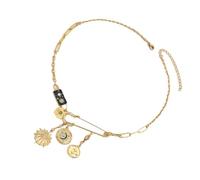 ZEPFJHE Collier élégant inspiré des célestes - Bijou portable pour tous les jours - Pour les occasions décontractées ou formelles - Chaîne de soleil et de lune