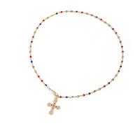 ZEPFJHE Collier ras du cou tendance avec pendentif croix colorée, chaîne élégante superposée pour femme avant-gardiste, bijoux délicats colorés, taille unique, Comme décrit, Comme décrit.