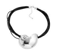 ZEPFJHE Collier tendance en métal conque pour femme - Élégant collier ras du cou en cuir synthétique - Accessoires accrocheurs - Collier plastron pour femme, taille unique, Comme décrit, Comme décrit.