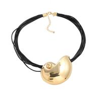 ZEPFJHE Collier tendance en métal conque pour femme - Élégant collier ras du cou en cuir synthétique - Accessoires accrocheurs - Collier plastron pour femme, taille unique, Comme décrit, Comme décrit.