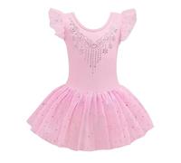 ZEPFJHE Costume de ballet avec strass - Confortable - En coton - Pour enfants - Pour cours de danse - Justaucorps de gymnastique - Justaucorps scintillant, b, 140 cm