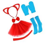 ZEPFJHE Costume de chat pour enfants avec oreille, bandeau, queue, nœud papillon, gants, chaussettes, accessoire de cosplay pour enfant, garçon, fille, cosplay, accessoires de costume d'Halloween