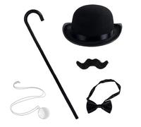 ZEPFJHE Costume de gentleman homme riche victorien accessoires monopoles chapeau melon moustache monocle canne homme riche costume