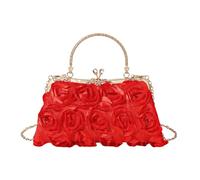 ZEPFJHE Creative Rose Designs Sac de soirée Sac à main à bandoulière Sac à bandoulière avec chaîne pour mariage ou bal de fin d'année, sac à main floral, Rouge, One Size