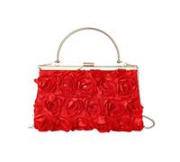 ZEPFJHE Creative Rose Designs Sac de soirée Sac à main à bandoulière Sac à bandoulière avec chaîne pour mariage ou bal de fin d'année, sac à main floral, Rouge, One Size